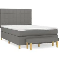 vidaXL Boxspringbett mit Matratze Dunkelgrau 140x200 cm Stoff