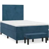 vidaXL Boxspringbett mit Matratze Dunkelblau 120x200 cm Samt
