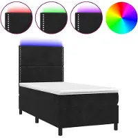 vidaXL Boxspringbett mit Matratze & LED Schwarz 90x190 cm Samt