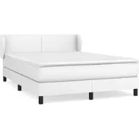 vidaXL Boxspringbett mit Matratze Weiß 140x200 cm Kunstleder