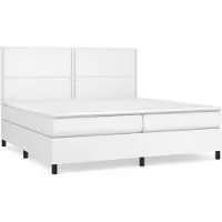 vidaXL Boxspringbett mit Matratze Weiß 200x200 cm Kunstleder