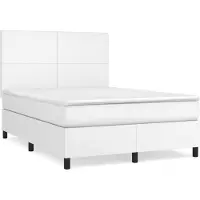 vidaXL Boxspringbett mit Matratze Weiß 140x200 cm Kunstleder