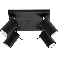 Sollux Deckenlampe 4-flammig Deckenstrahler Wohnzimmer Beleuchtung Spot Deckenstrahler schwarz, Strahler verstellbar Stahl, 4x GU10, L 25 cm