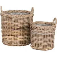 House Nordic | 2er-Set Aufbewahrungskörbe Kiti Natürlich Rattan 40x40x48 cm | NADUVI