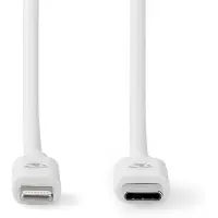 Nedis Lightning Kabel - USB 2.0 - Apple Lightning 8-Pin - USB-C Stecker - 480 Mbps - Vernickelt - 2.00 m - Rund - PVC - Weiss - Label