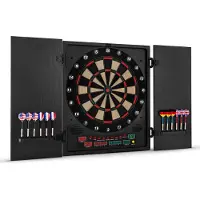 Klarfit OneConcept - Dartmaster 180 Dartautomat, Dartscheibe elektronisch, E-Darts, Dartboard mit bis zu 8 Spieler, virtueller Gegner, LED-Anzeigen, 12 Pfeile, Schwarz
