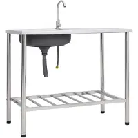 vidaXL Camping-Spüle mit Wasserhahn Edelstahl