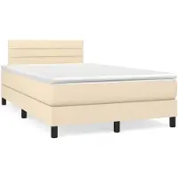 vidaXL Boxspringbett mit Matratze Creme 120x200 cm Stoff