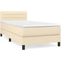 vidaXL Boxspringbett mit Matratze Creme 100x200 cm Stoff