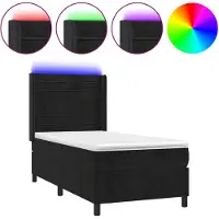 vidaXL Boxspringbett mit Matratze & LED Schwarz 90x200 cm Samt