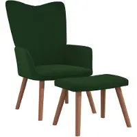 vidaXL Relaxsessel mit Hocker Dunkelgrün Samt