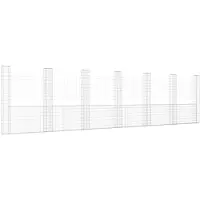 vidaXL Gabionenkorb U-Form mit 7 Säulen Eisen 740x20x200 cm