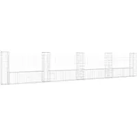 vidaXL Gabionenkorb U-Form mit 5 Säulen Eisen 500x20x100 cm