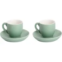 Palmer Kaffeetasse und Untertasse Colors Matt 14 cl 12 cm Grün Porzellan 2 Stück