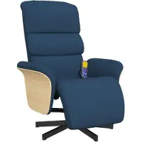 vidaXL Massagesessel mit Fußteil Blau Stoff