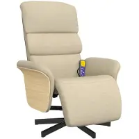 vidaXL Massagesessel mit Fußteil Creme Stoff