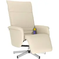 vidaXL Massagesessel mit Fußteil Creme Kunstleder