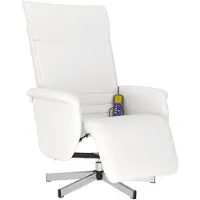 vidaXL Massagesessel mit Fußteil Weiß Kunstleder