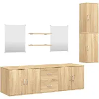 vidaXL 7-tlg. Badmöbel-Set Eichen-Optik Holzwerkstoff