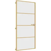 vidaXL Innentür Schlank Golden 93x201,5 cm Hartglas und Aluminium