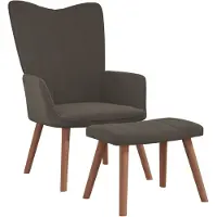 vidaXL Relaxsessel mit Hocker Dunkelgrau Samt