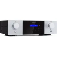 Auna AMP-4000 DAB Hifi-Stereo-Verstärker DAB+-Radio USB Fernbedienung LED-Display Silber-Metallic