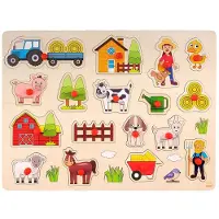 Engelhart - Engelhart Qualität Holzknopf Farm Puzzle Spiele (40 x 30 cm) Für Kleinkinder Und Kinder - 17 Stücke