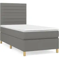 vidaXL Boxspringbett mit Matratze Dunkelgrau 90x200 cm Stoff