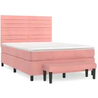vidaXL Boxspringbett mit Matratze Rosa 140x190 cm Samt