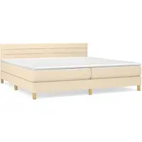 vidaXL Boxspringbett mit Matratze Creme 200x200 cm Stoff