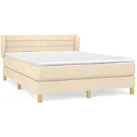 vidaXL Boxspringbett mit Matratze Creme 140x200 cm Stoff