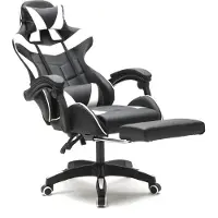 Vdd Game Chair - Ausziehbar - Max. 110kg - Inkl. Nackenkissen - 128 x 63 x 50cm - Schwarz & Weiß