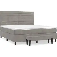 vidaXL Boxspringbett mit Matratze Hellgrau 160x200 cm Samt