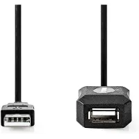 Nedis Aktive USB-Kabel - USB 2.0 - USB-A Stecker - USB-A Buchse - 480 Mbps - 10.0 m - Rund - Vernickelt - PVC - Kupfer - Label