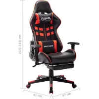 The Living Store Gaming-Stuhl mit Fußstütze Schwarz und Rot Kunstleder