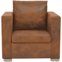 The Living Store Sessel Braun Wildleder-Optik