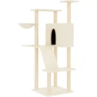 The Living Store Kratzbaum mit Sisal-Kratzsäulen Creme 143 cm