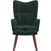 The Living Store Relaxsessel mit Hocker Dunkelgrün Samt