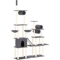 The Living Store Kratzbaum mit Sisal-Kratzsäulen Dunkelgrau 279 cm