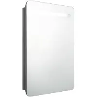 The Living Store LED-Bad-Spiegelschrank Glänzendes Grau 60x11x80 cm