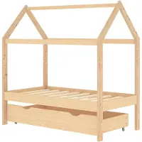 The Living Store Kinderbett mit Schublade Massivholz Kiefer 70x140 cm