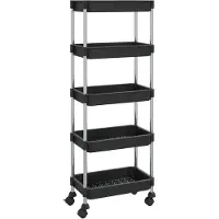The Living Store Küchenwagen 5 Etagen Schwarz 42x29x128 cm Eisen und ABS