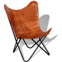 The Living Store Butterfly-Sessel Braun Echtleder