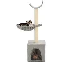 The Living Store Katzen-Kratzbaum mit Sisal-Kratzsäulen 105 cm Grau
