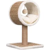 The Living Store Katzen-Kratzbaum mit Tunnel und Spielzeug 56 cm Seegras