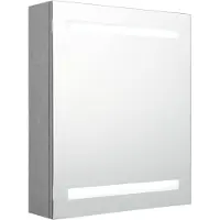 The Living Store LED-Bad-Spiegelschrank Betongrau 50x14x60 cm