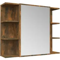 The Living Store Bad-Spiegelschrank Räuchereiche 80x20,5x64 cm Holzwerkstoff