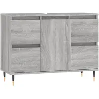 The Living Store Badschrank Grau Sonoma 80x33x60 cm Holzwerkstoff