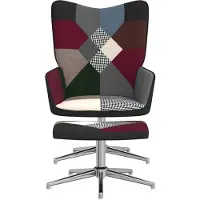 The Living Store Relaxsessel mit Hocker Patchwork Stoff