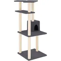 The Living Store Kratzbaum mit Sisal-Kratzsäulen Dunkelgrau 123 cm